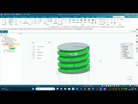 Solid Edge 2023 Eğitim Videoları-Senkron Parça Modelleme-21 Helixal Cut