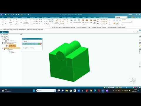 Solid Edge 2023 Eğitim Videoları-Senkron Parça Modelleme-28 Union Subtract Intersect Split Komutları