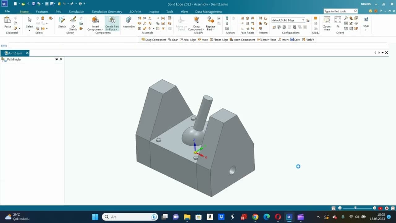 Solid Edge 2023 Eğitim Videoları-Montaj Modülü-6- Create Part in Place Komutu