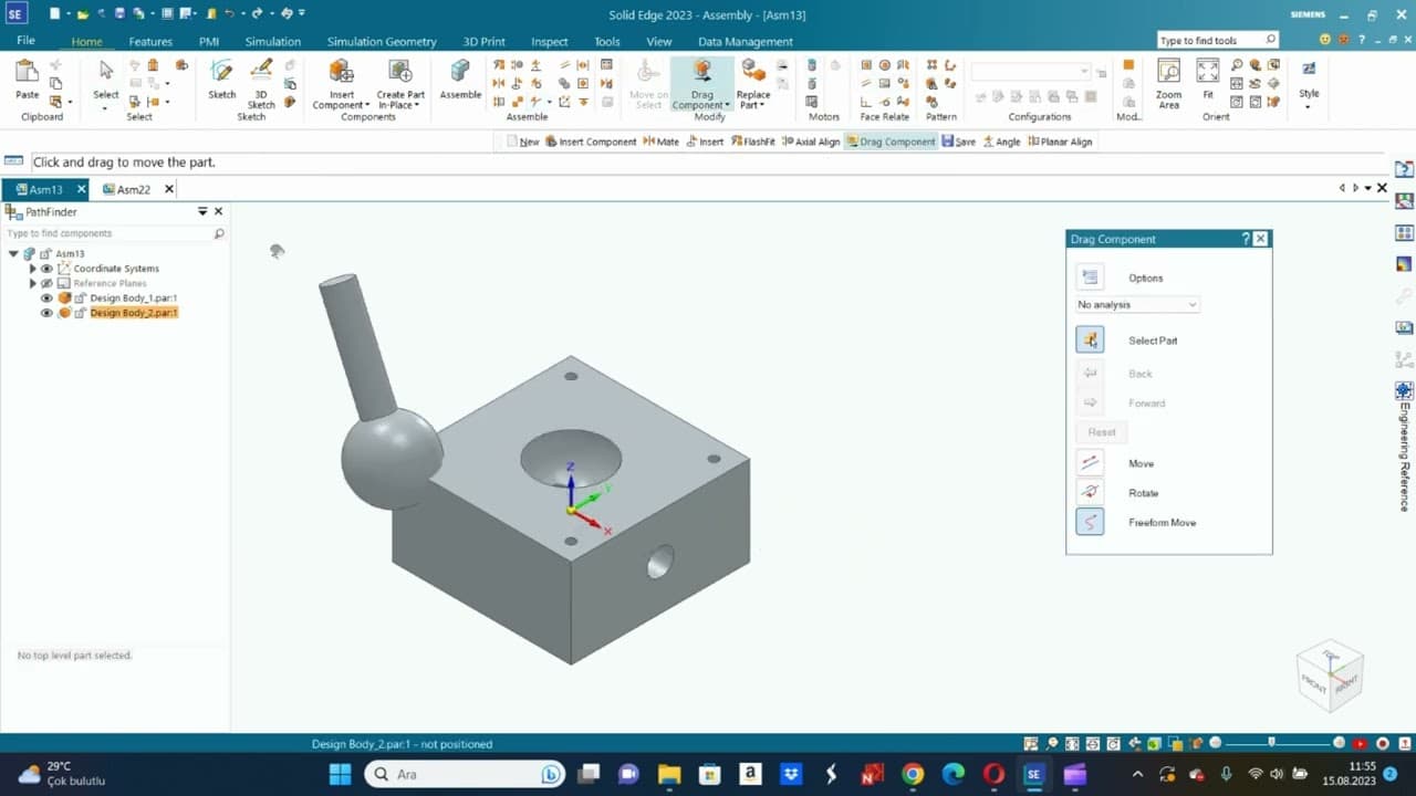 Solid Edge 2023 Eğitim Videoları-Montaj Modülü - 4 - Path Cam Komutları